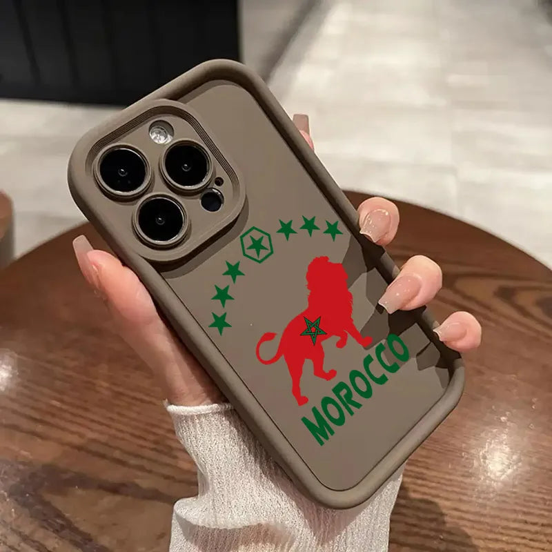 Morocco Flag Passport Lion Soft Silicone Case For iPhone 17 11 15 16 13 Pro Max 14 Plus 12 Pro 16E 17AIR Shockproof Phone Cover