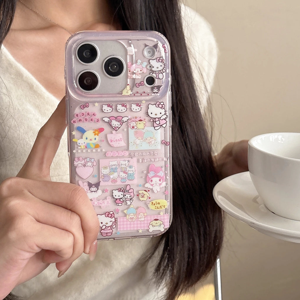 Luxury IMD Sanrio Hellos Kitty Kuromis Melodys Phone Case For iPhone 17 Pro Max 16 Pro 15 Pro 14 Pro Max Shockproof Back Cover