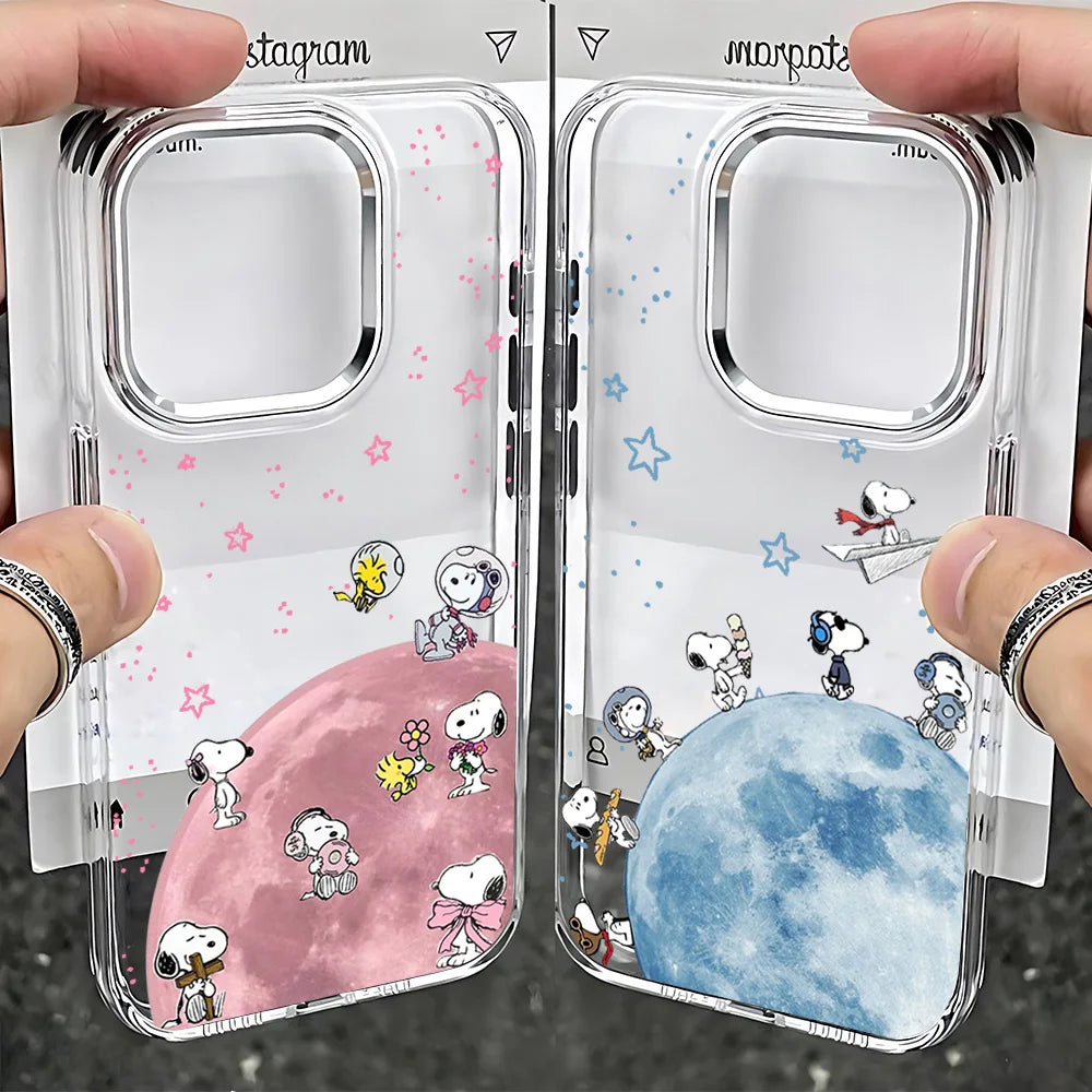 Cute Anime S-Snoopys Phone Case For iPhone 17 16e 16 15 14 13 12 11 mini Pro Max X XR XSMAX 8 7 Air Plus Transparent Soft Cover