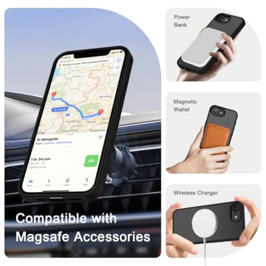 for iPhone 17e Case, iPhone 16e Case, Matte Magnetic Phone Cover [with 1 Screen Protector] [Support for MagSafe] [Shockproof Mi