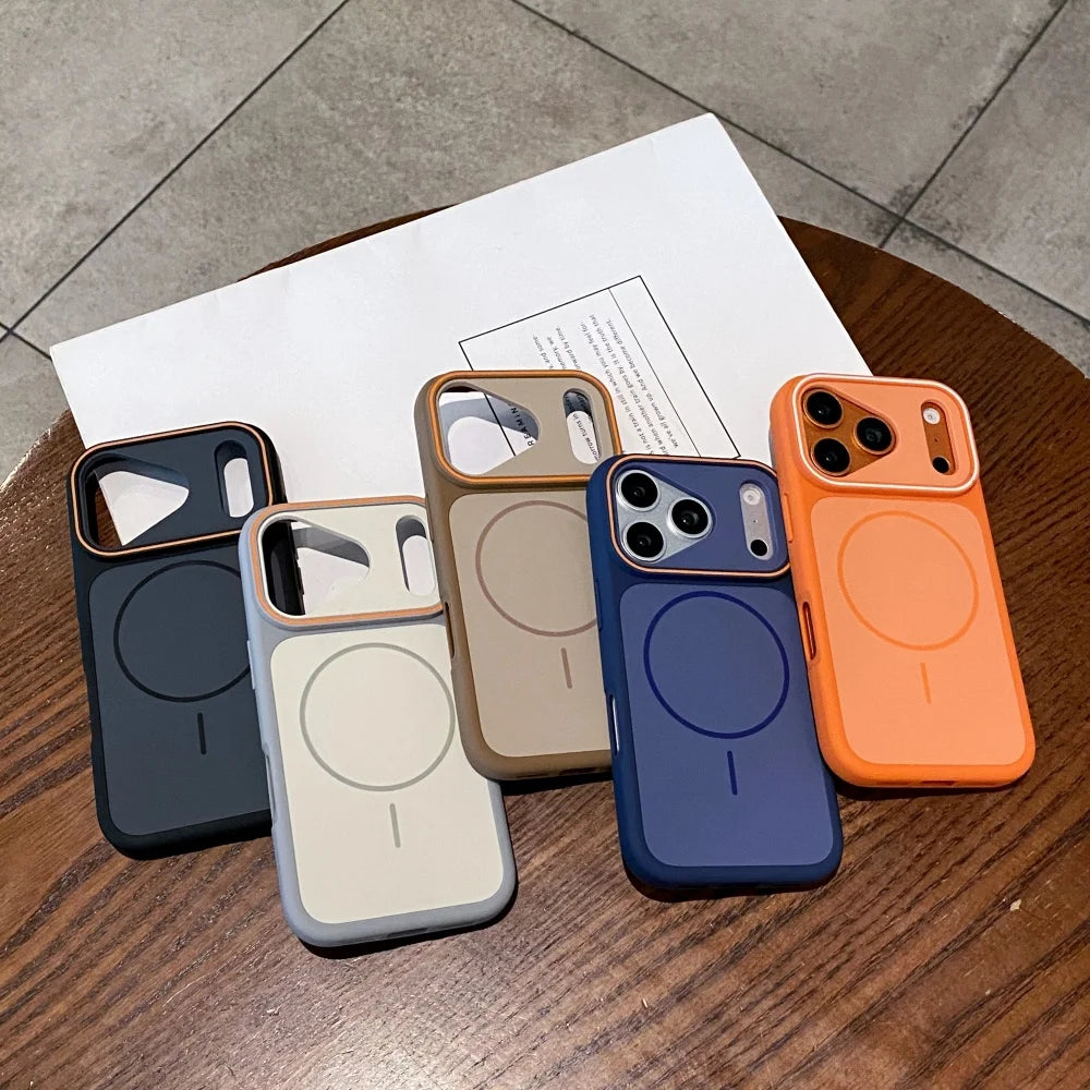 For Magsafe Skin Feel Frosted Case for iPhone 12 13 14 15 16 17 Pro Max Air Plus 11 Magnetic Large Viewport Shockproof Cover