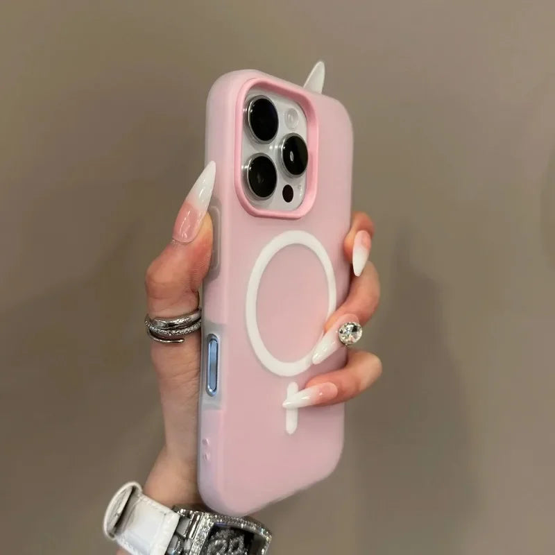 Candy Color 2 IN 1 For Magsafe Phone Case For iPhone 17 16 15 14 13 12 11 Pro Max Magnet Wireless Charger Matte Soft Cover Fund