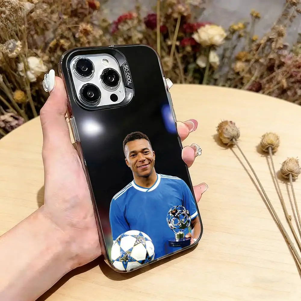 Football Star M-MbappeS-S  Phone Case For iPhone 17,16,15,14,13,12,11 Plus,Pro Max,XS,Colorful Silver Black Cover