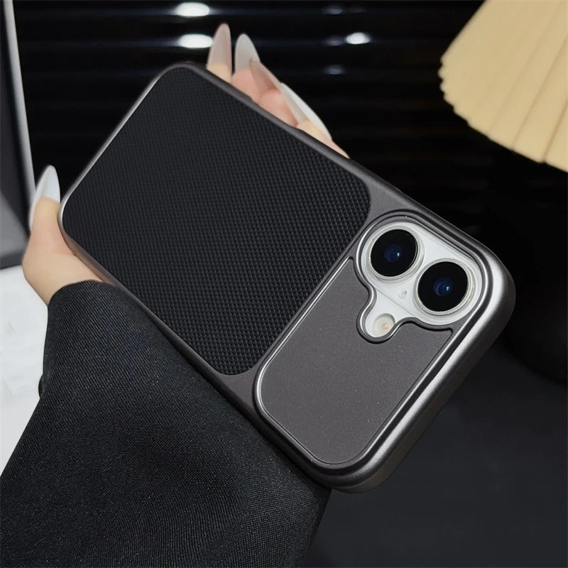 Luxury Diamond Pattern Leather Texture Case for Apple iPhone 17 Air 16 14 15 13 Pro Max Shockproof Plating PC Armor Matte Cover