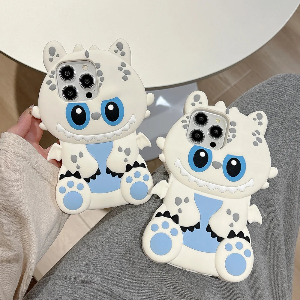Kawaii 3D Cartoon Monsters Soft Silicone Phone Case Funny Shock Proof Cover For iPhone 16 15 14 Plus 13 12 Pro Max Capas