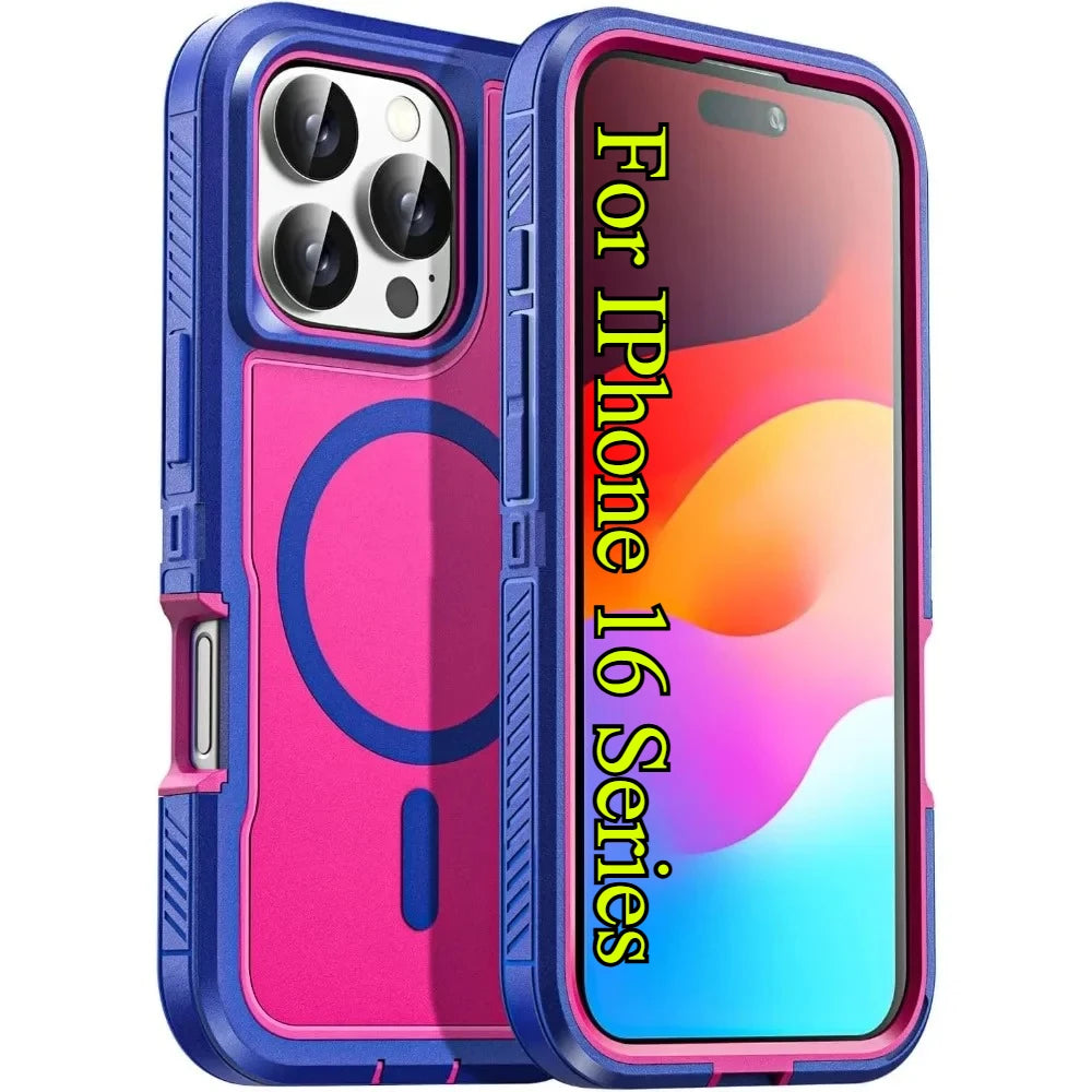 Luxury Ott Magnetic Armor Case For IPhone 16 15 14 13 12 11 Pro Max Plus Shockproof Mag-Safe Charging Heavy Duty Protect Cover