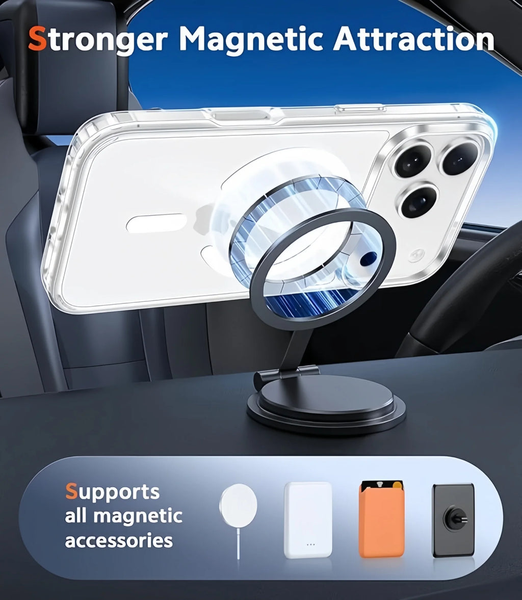 For iPhone 17 Pro Case Compatible with Magsafe Transparent Magnetic Shockproof Protective  Cover with Screen Protector -Clear