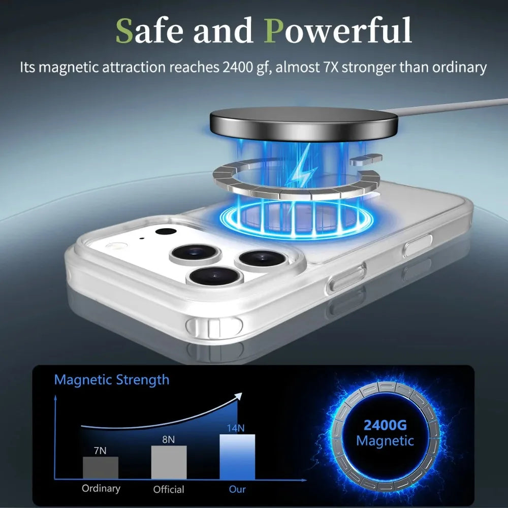 Luxury Frosted Skin Feel Magnetic Charging Case Translucent PC+TPU For iPhone 17 Pro Max 17Pro Air Anti-Shock Protection Cover