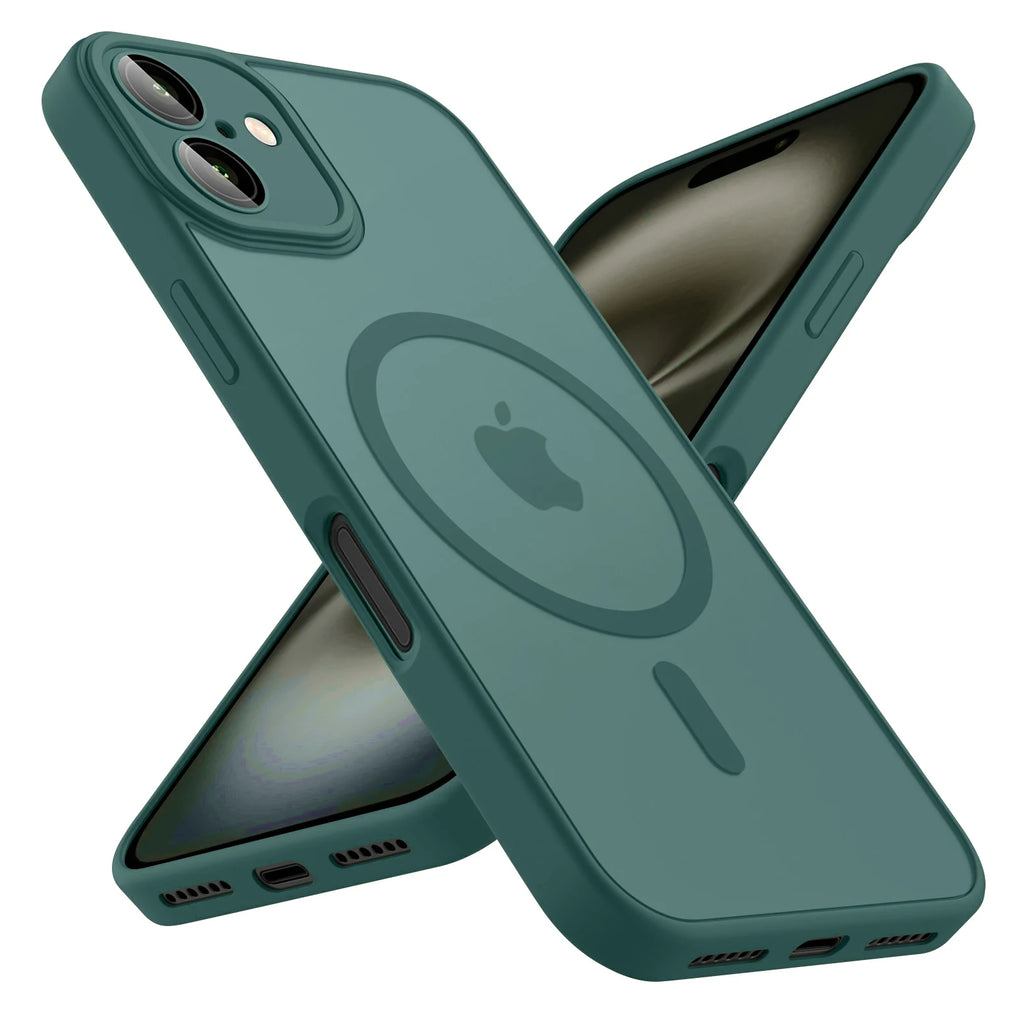 Luxury Frosted Phone Case For iPhone 11 12 13 14 15 16 17 Pro Max 16 15 Plus 17 Air For Magsafe Matte Transparent Magnetic Cover