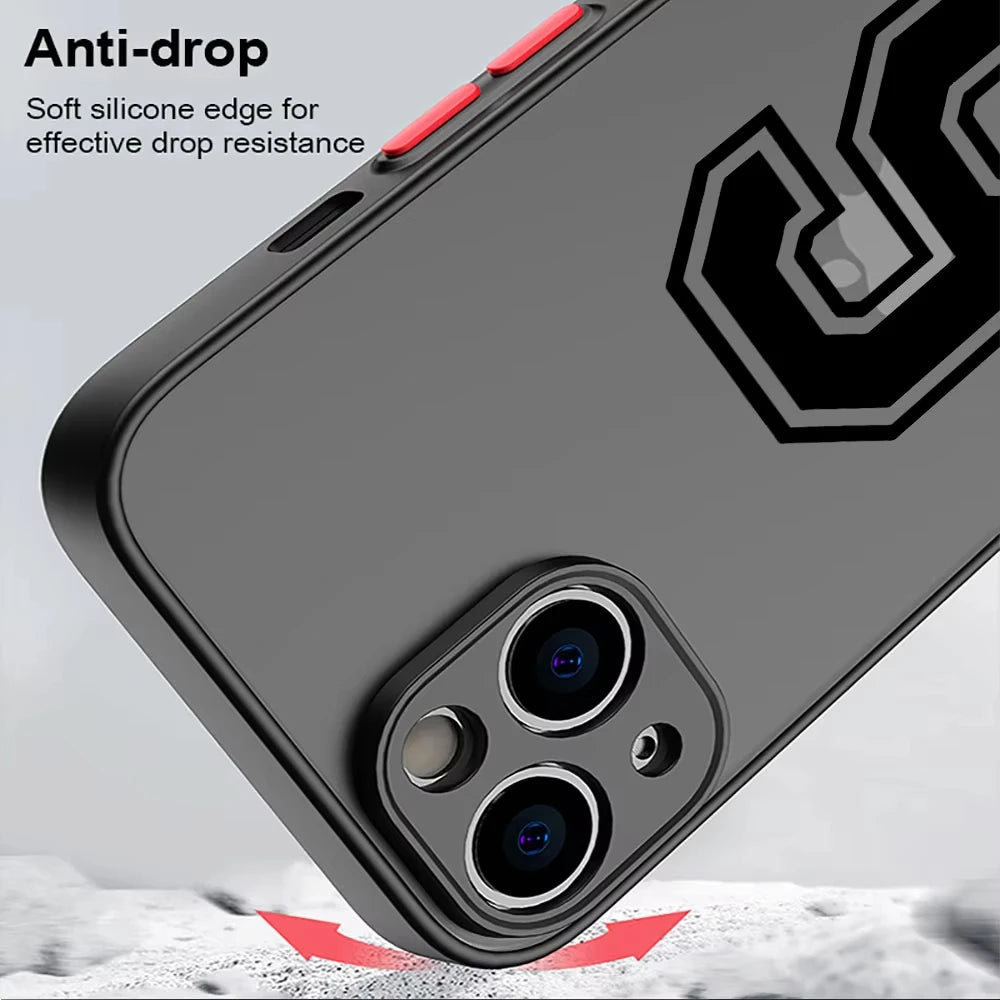 Case for iPhone 17 16 15 14 13 12 11 Pro Max X XS Max XR 17 Air Matte Cover Football Star Numbers Line Back Luxury