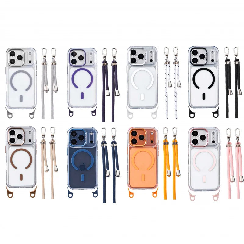 Suitable for Apple iPhone magnetic 17 Pro Max four-corner hanging strap for wireless charging 16 Pro, 15, 14, 13 phone cases