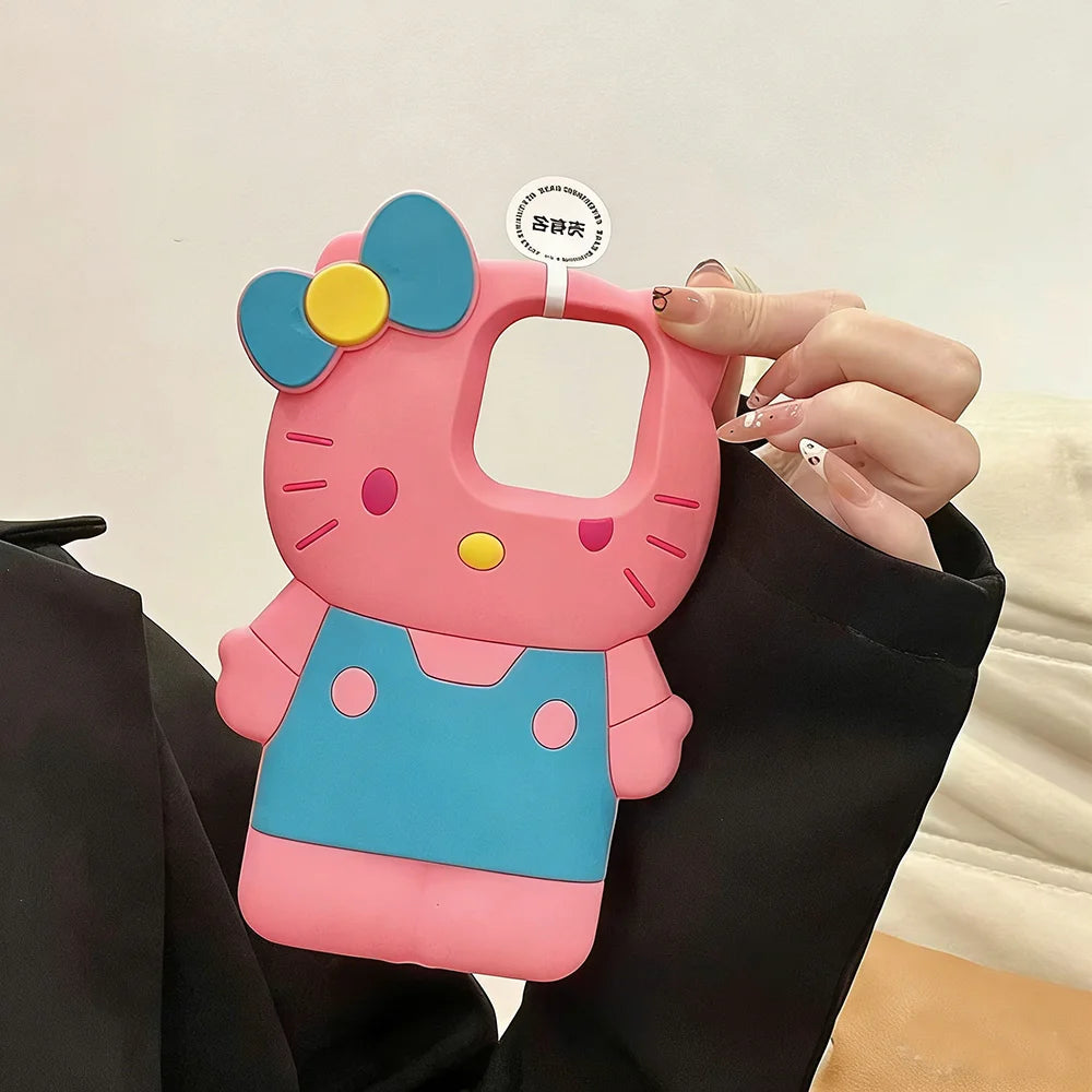 Cute Candy Braces Hello Kitty Cartoon Silicon Couple Gift Back Phone Case for iPhone 17 Pro Max 16 14 15 13 Pro 11 12 Pro Max