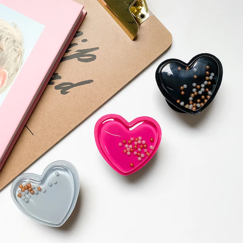Hearts Pearls Liquid Quicksand Phone Grip For iPhone Samsung Huawei Xiaomi Universal Phones Finger Bracket Holder