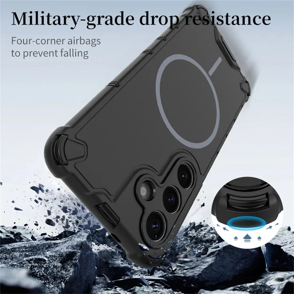 Anti-slip Bumper Armor Magnetic Phone Case For Samsung S24 S25 S26 Plus S23 Ultra A56 A55 A54 A35 A34 A25 A15 For Magsafe Cover