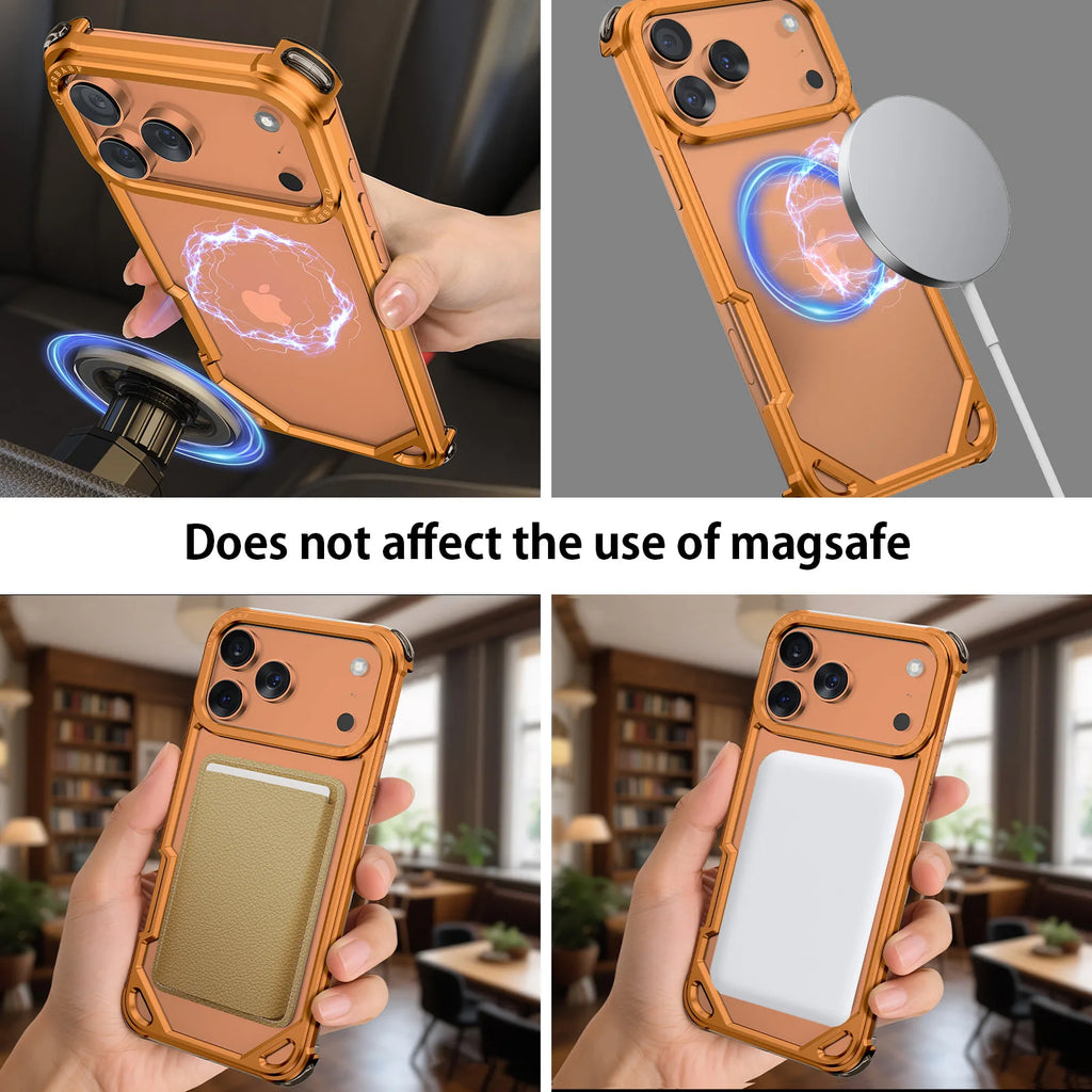 Eary for iPhone 17 Pro Max Air Phone Case Aluminum Alloy Metal Frameless Shell for Magsafe Minimalist Anti-Drop Protective Cover