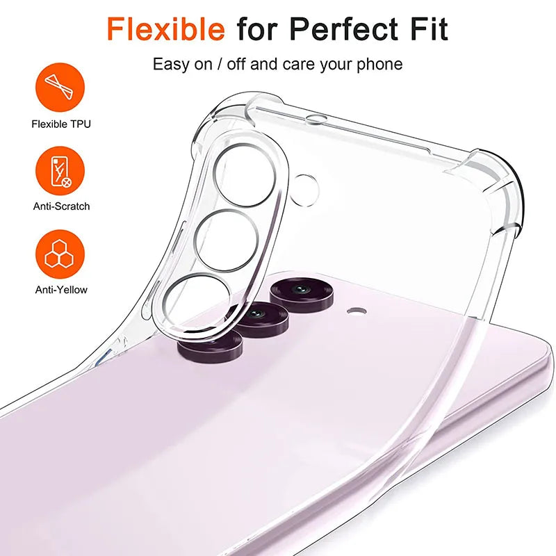 Transparent TPU Case For Samsung Galaxy S25 S24 S23 S22 S21 S20 Ultra Note 20 20 Plus S20FE S21FE S23FE S10 S9  Airbag Lens Case
