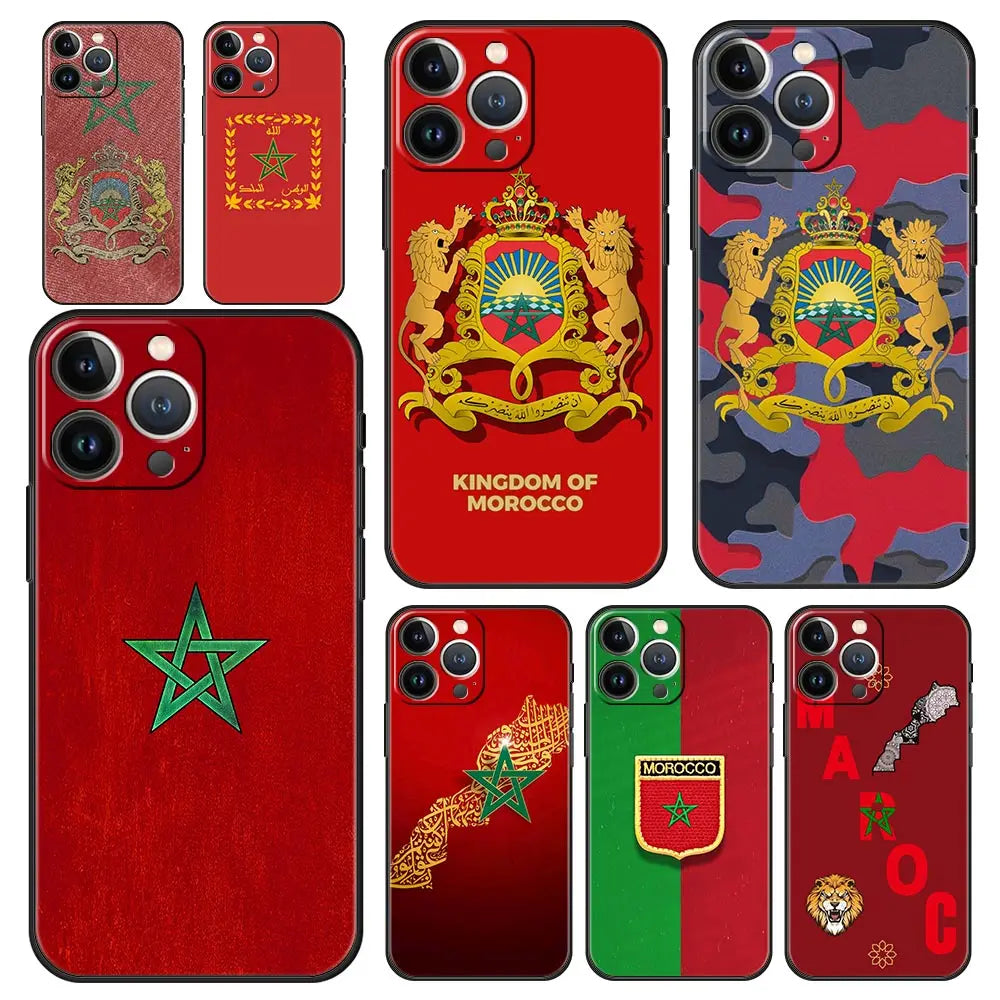 Phone Case For iPhone 16 15 14 13 12 11 Pro Max XS X XR SE 7 8 Plus Shell Moroccan flag Morocco passport iPhone 16e Cover