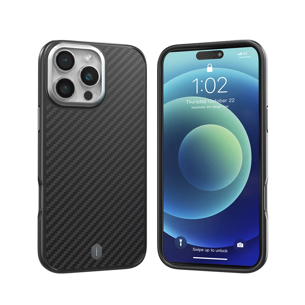 WiWU Kevlar Mobile Phone Case for iPhone 17 Pro Max TPU Frame Anti-fingerprint Case for iPhone 16 Pro N52 Magnetic Attached
