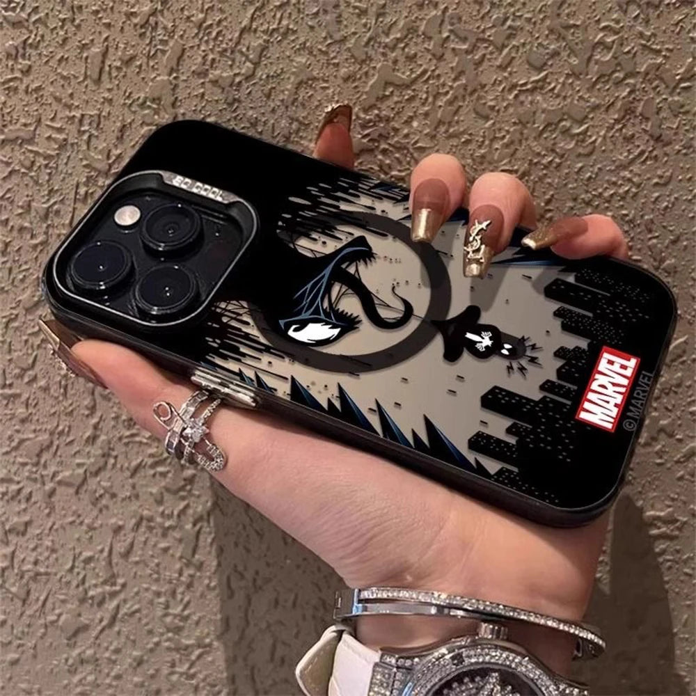 M-Marvels Venoms 3 New Movie Magsafe Magnetic Case for iPhone 11 12 13 14 15 16 Pro Max Plus Soft Silver Plated Anti Fall Cover