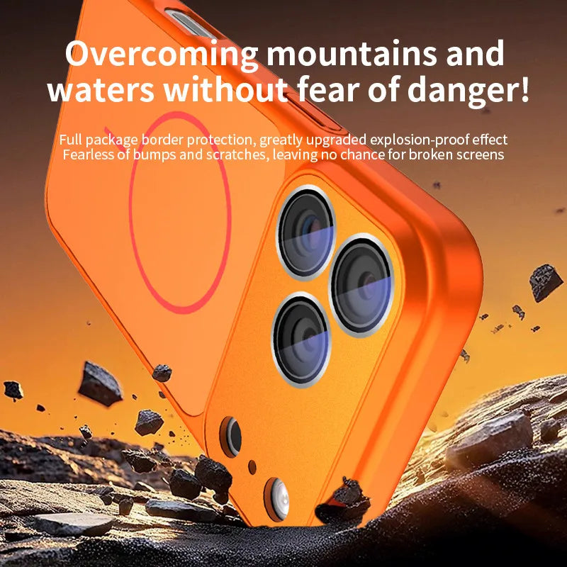 Luxury Original Magnetic Matte Armor Shockproof Phone Case For iPhone 17 16 15 14 13 Pro Max For Magsafe Wireless Charge Cover