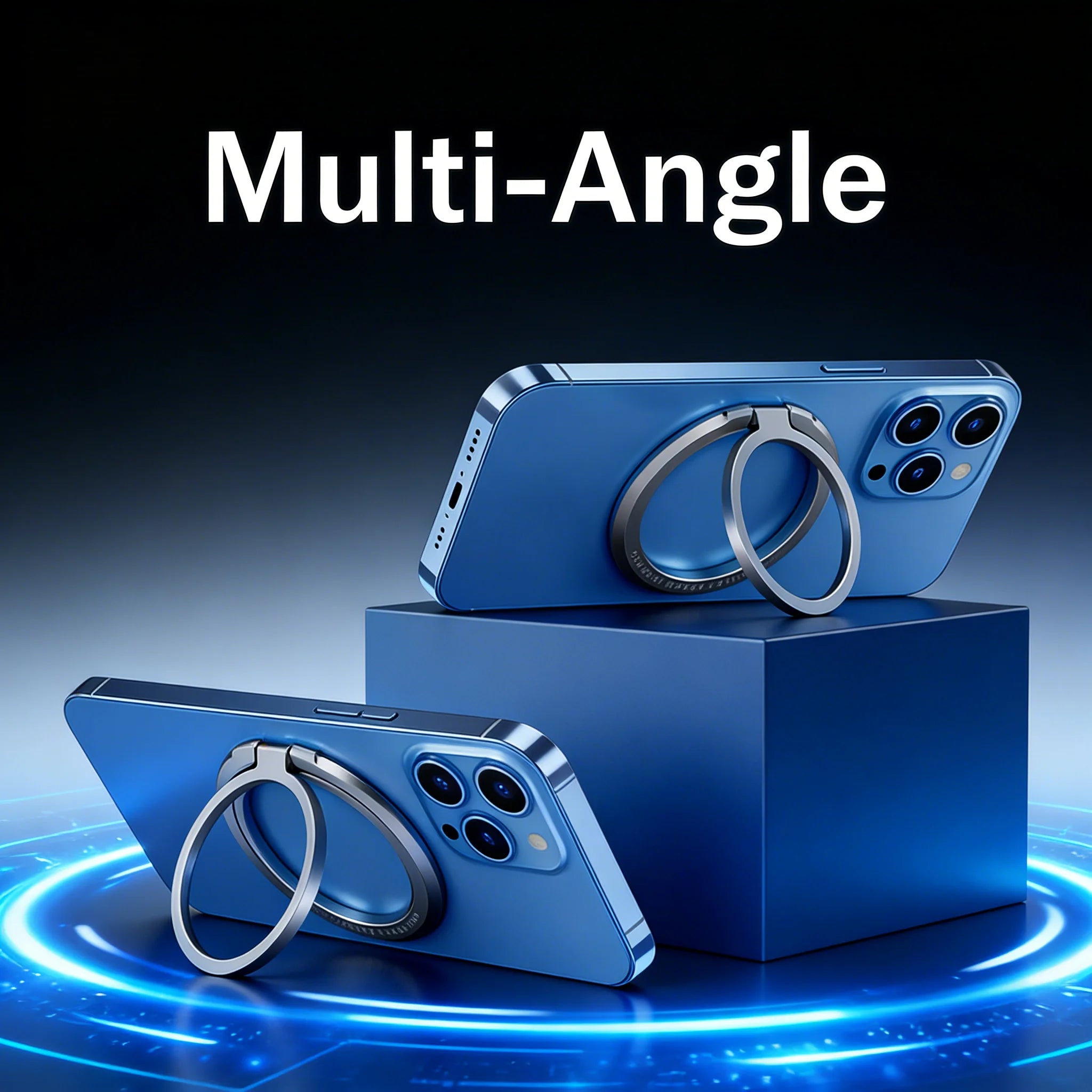 Magnetic Cell Phone Ring Holder Mobile Phone Bracket Removable Cell Phone Grip Kickstand for iPhone MagSafe Samsung Xiaomi