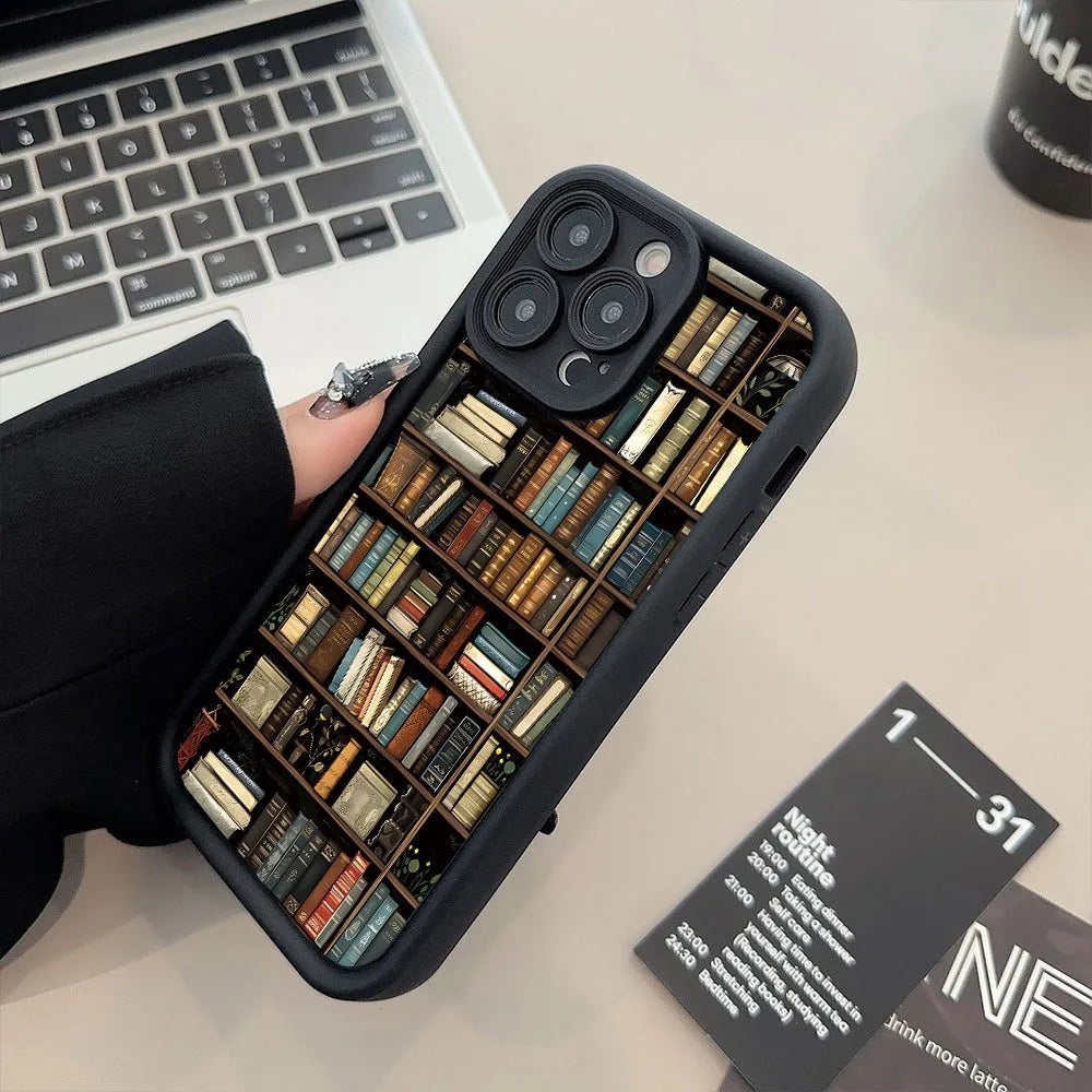Book Shelf Creative Pattern Phone Case For iPhone 17 11 12 13 14 15 16 Pro Max 16E XS X XR 7 8 Plus 17 Air Shockproof Soft Cover