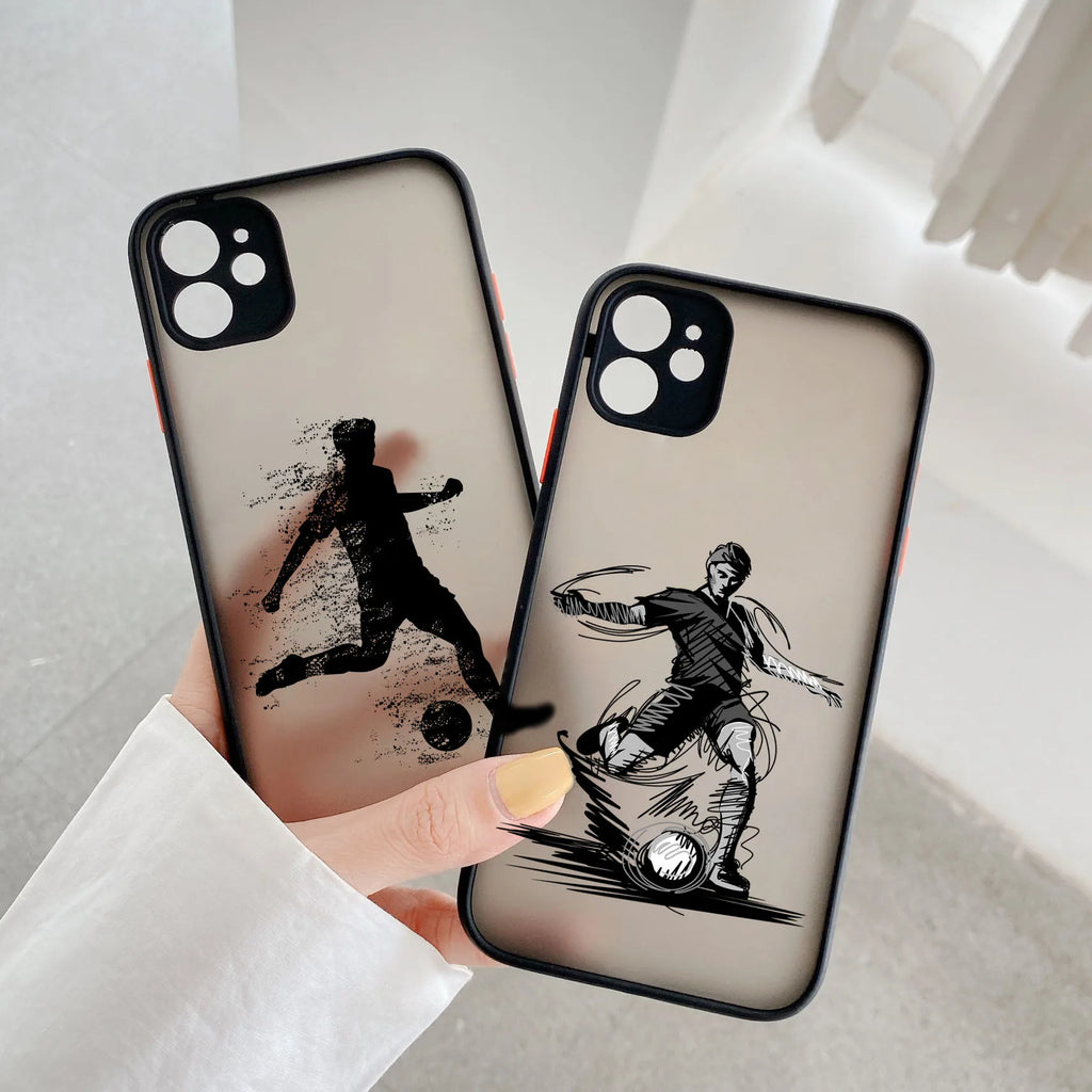 Phone Case For iPhone 17 16 12 13 11 14 15 Pro Max XS XR 16 Plus X PlaySoccer Shockproof Clear PC Cute Back Cover Coque Football