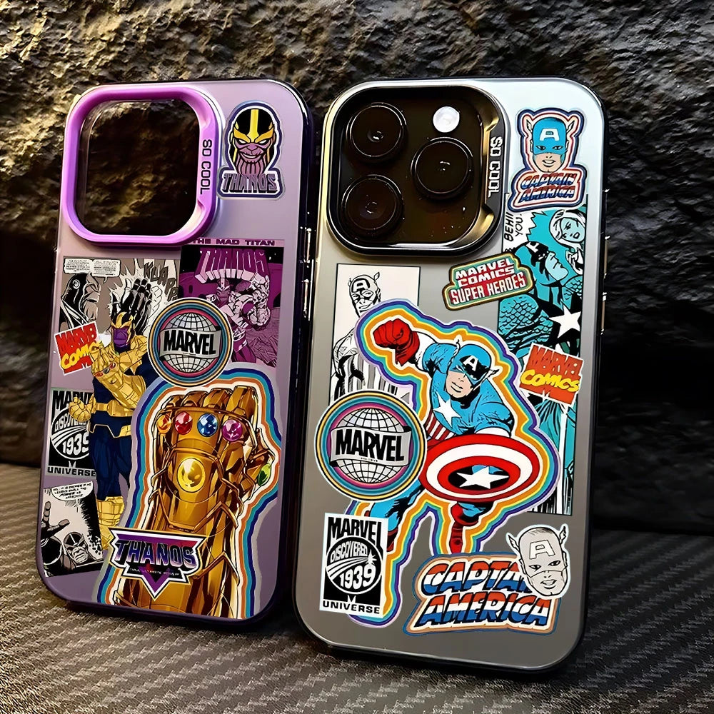 Retro Thanos Avengers Phone Case For iPhone 16 15 14 13 12 11 Pro Max X XR 8 7 Plus Candy-M-MarvelS Matte Shockproof Back Cover