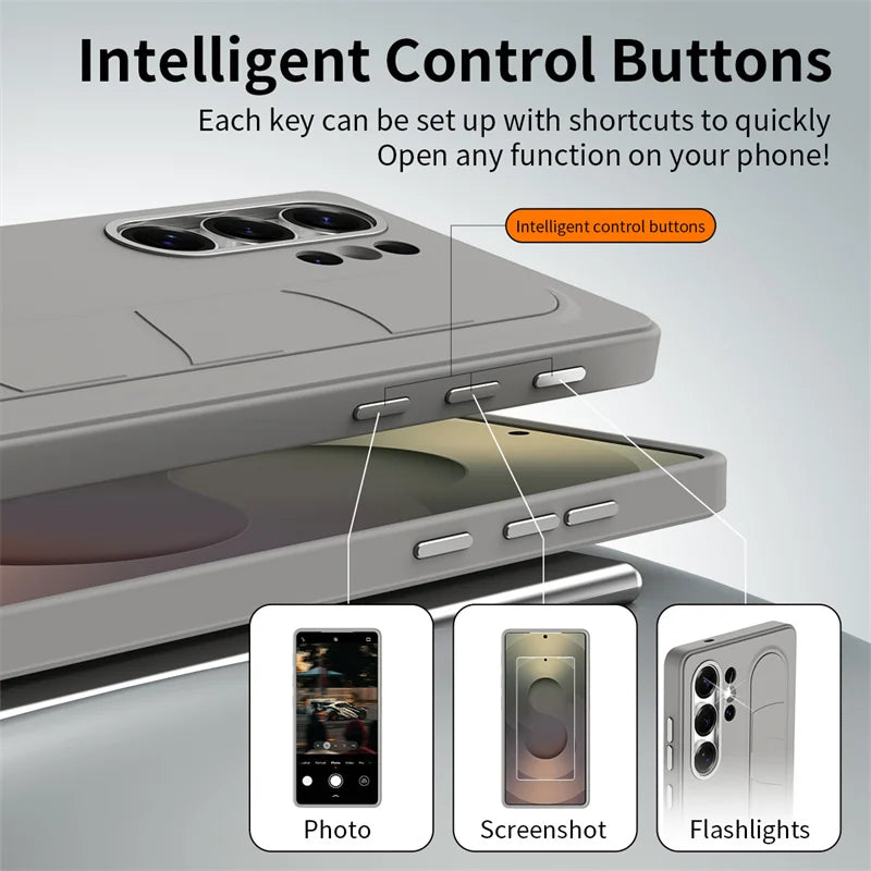 For Samsung Galaxy S24 Ultra S25 Ultra S23 Plus S26 S22 Smart Silicone Wristband Phone Case Multifunctional TPU Protective Cover