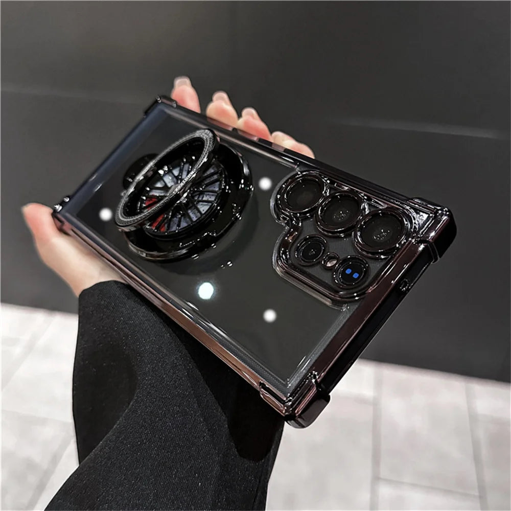 Shockproof Airbags Armor Magnetic Transparent Case for Samsung Galaxy S25 S24 Ultra S23 Fe S22 Plus A54 A15 A25 A35 A55 A53 5G