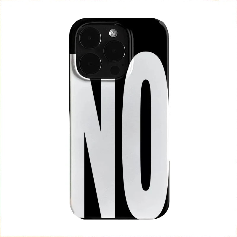 NO and YES Personalized Art Black White Letters Phone Case For iPhone 17 16 15 14 13 12 11 Pro Max XR XS 7 8 Plus MINI Y2K Cover