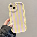 Simple Yellow Purple Striped Pattern Wavy Edge Phone Case For iPhone 17 16 15 14 13 12 11 Pro Max Plus 16E 17 Air X XS XR Cover