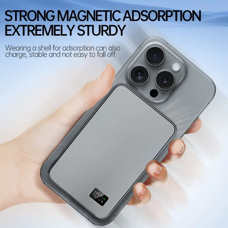 New Ultra Thin Power Bank for MagSafe,Magnetic Wireless Fast Charging LED Display Portable Battery for IPhone Samsung Phone