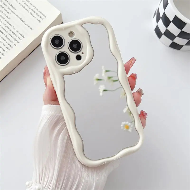 Make Up Mirror Phone Case For Iphone 17 Air 16 Pro Max 15 14 13 12 11 Pro Max 16e Plus12 13 mini 16+ Casing Cat  Soft Cute