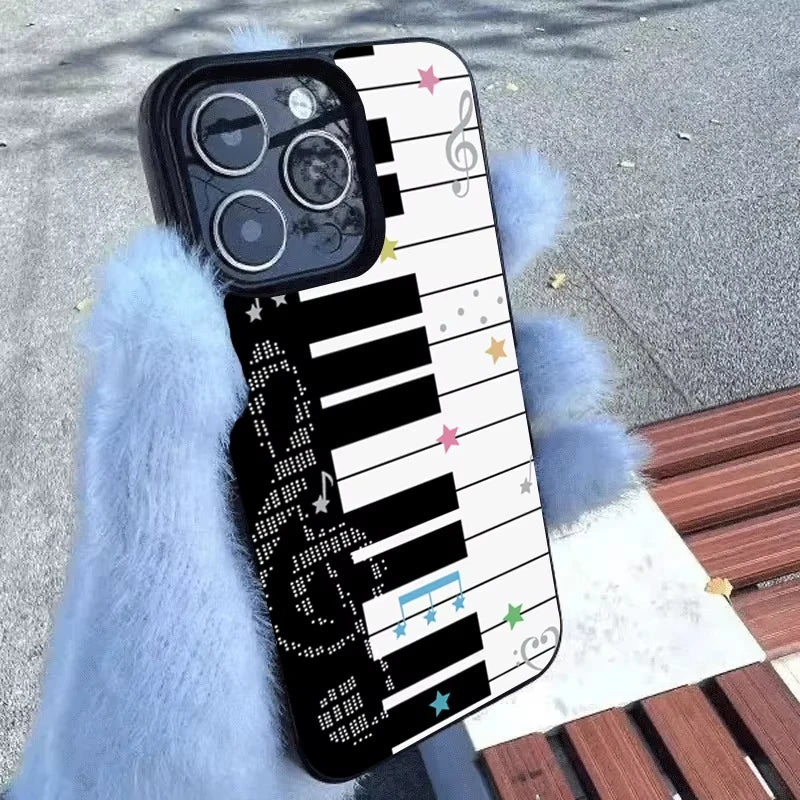 Korean INS Art Piano Key Notes Phone Case For Samsung S25 S24 Ultra S23 Ultra S22 S21 S20 Plus Note 20 S24FE S23FE Cover