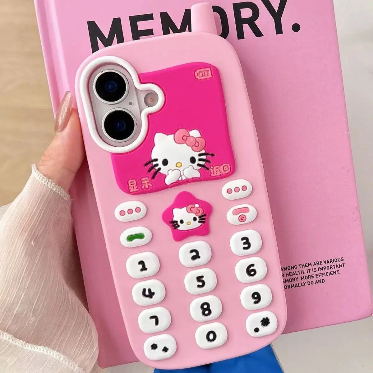 For iPhone 17 Promax 16 15 14 13 12 Pro Max Phone Case 3D Sanrio Hello Kitty Retro Mobile Phone Cartoon Y2k Soft Silicone Cover