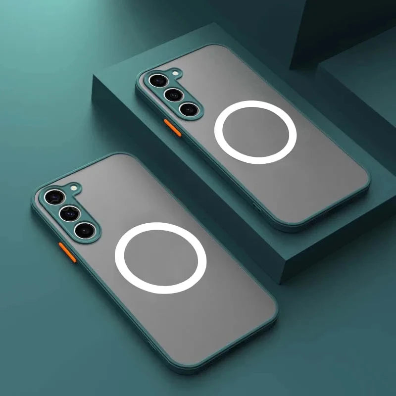 For MagSafe Magnetic Solid Color Soft TPU Frame Matte Translucent Phone Case For Samsung S26 Ultra S24 S22 S23 S25 Ultra Plus
