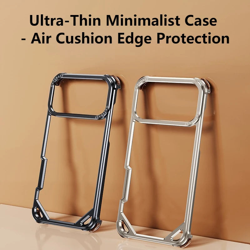 Oatsbasf Metal Magsafe Phone Case for iPhone 17 Air/17 16 15 Pro/Pro Max Ultra-thin Frameless Phone Case Air Cushion Shockproof