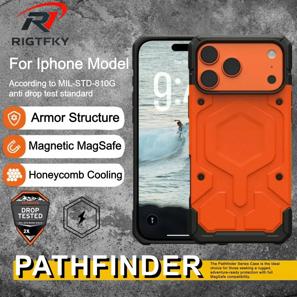 Luxury Military Shockproof Armor Magnetic Phone Case For Iphone 17 Pro Max Air 16 15 14 13 12Pro MagSafe Rugged Protective Cover