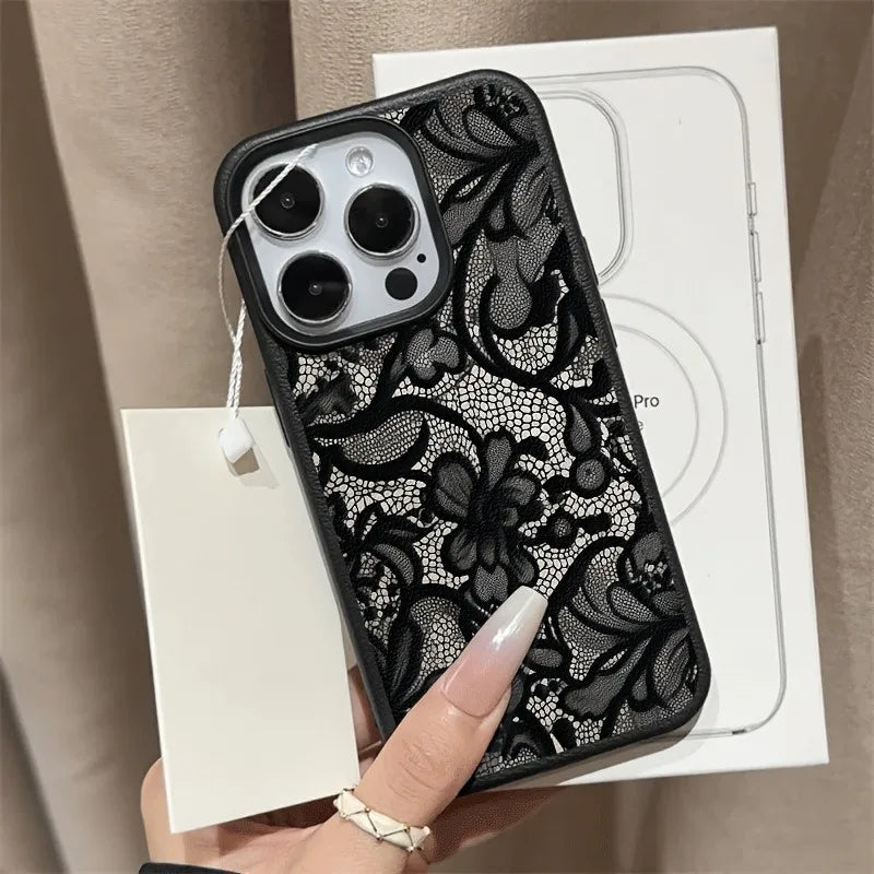 New Style Lace Patterned Lychee Textured TPU Phone Case For iPhone 17 16 15 14 Pro Max 13 12 11 XS X XR 16 Plus 16E 17 Air Cover