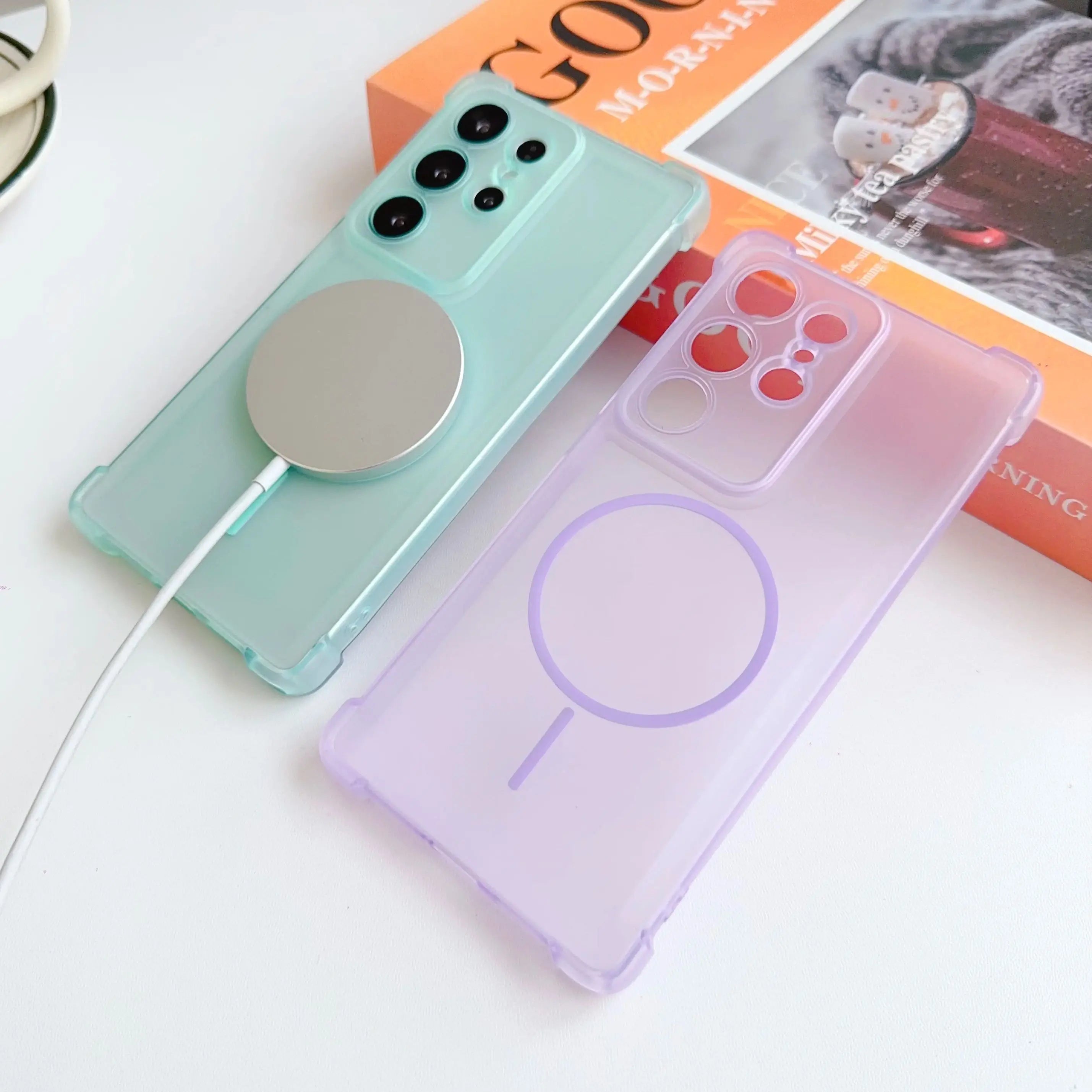 Matte For Magsafe Magnetic Translucent Soft Case For Samsung Galaxy S26 S25 S24 S23 S22 Plus Ultra Four-Corner Airbag TPU Cover