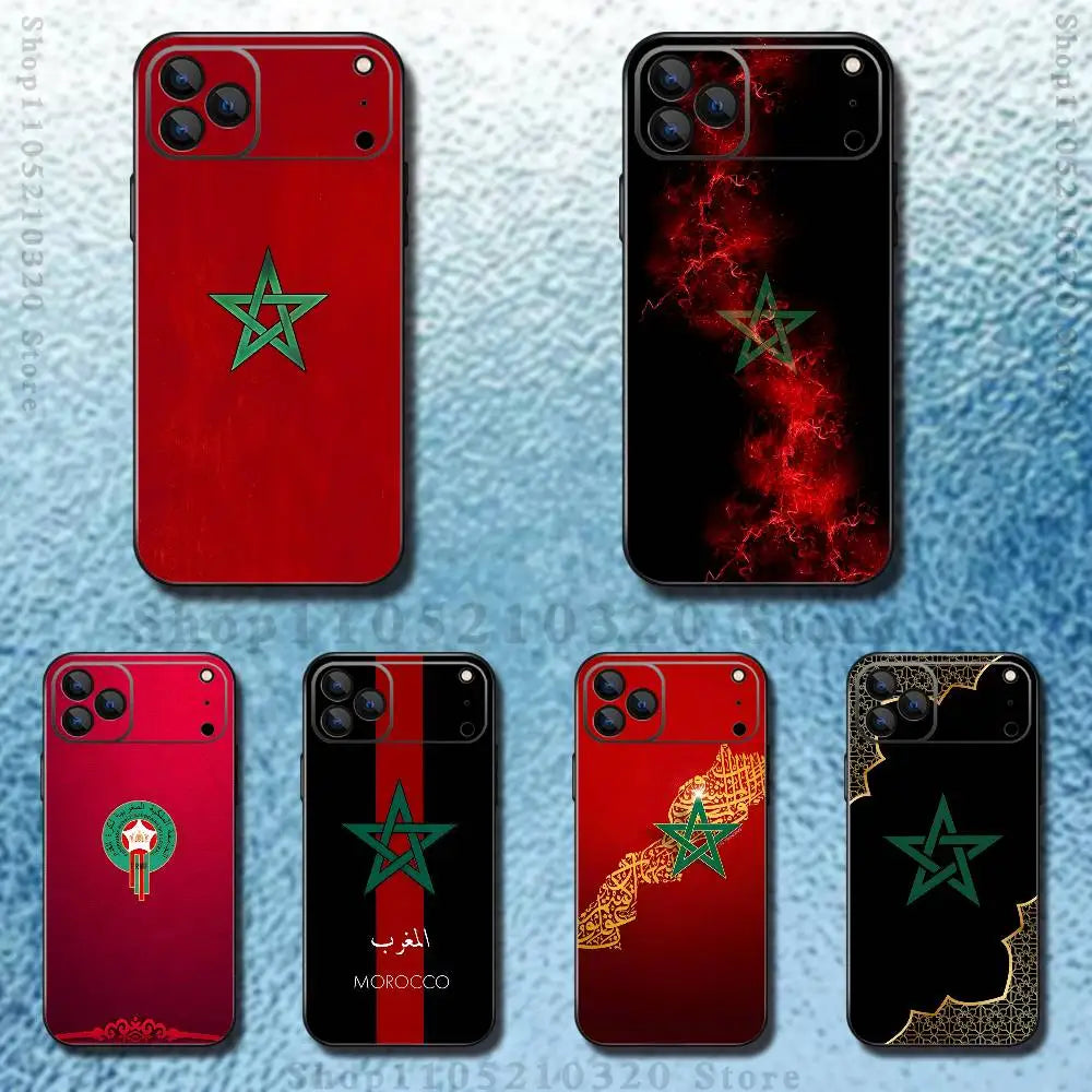 M-Morocco Flag  Phone Case For iPhone 17,16,15,14,13,12,11,Pro,Max,Plus,E,Air,Mini Protective Black Cover