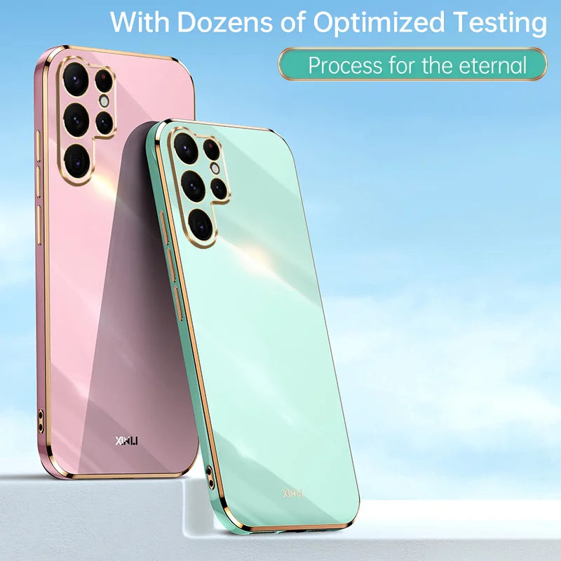 Square Plating Fashion Phone Case for Samsung Galaxy S26 S25 S24 S23 S22 S21 S20 Ultra S26Ultra 5G Soft Silicon Back Cover Shell