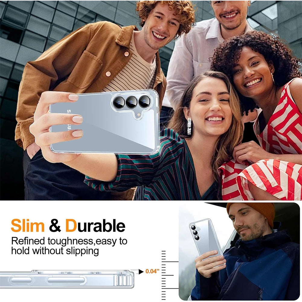 Anti-Yellowing Clear Case For Samsung Galaxy S25 Ultra S24 Plus edge 5G FE S26 Transparent Shockproof Phone Cover Accessories