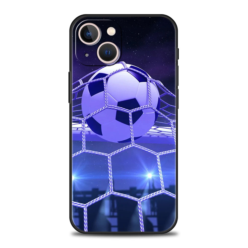 Football Sport Phone Case Cover for iPhone 15 14 13 12 Pro Max XR XS X 11 7 8 Plus SE 2020 13 Mini Silicone Soft Shell Capas Bag