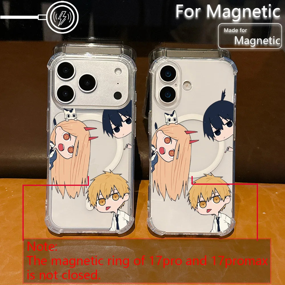 C-Chainsaw-ManS MAKIMA Magnetic Phone Case for iPhone 17 16e 16 15 14 13 12 11 Air Plus Mini Pro Max X XR XSMax Clear Anti Fall