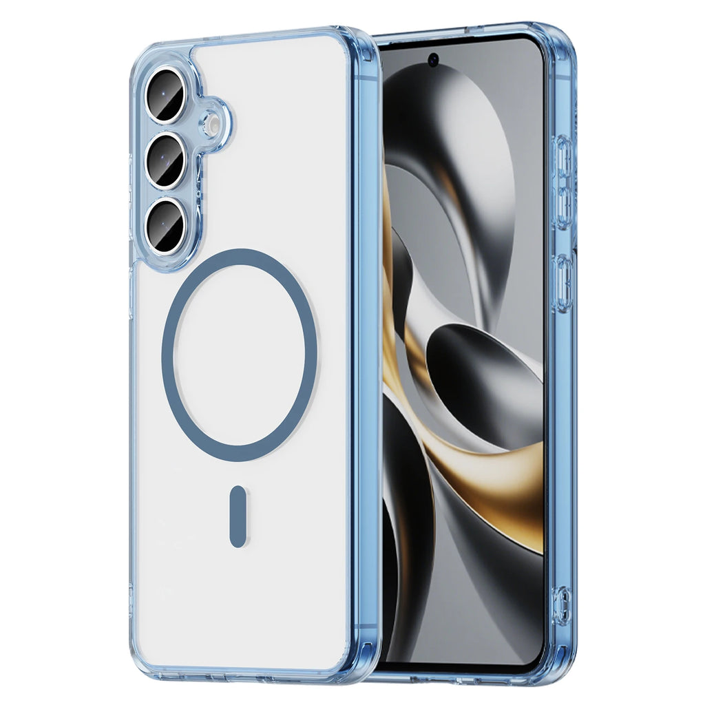 For Magsafe Magnetic Wireless Charging Phone Case For Samsung Galaxy S25 FE S25FE 5G Shockproof Clear Back Cover Coque