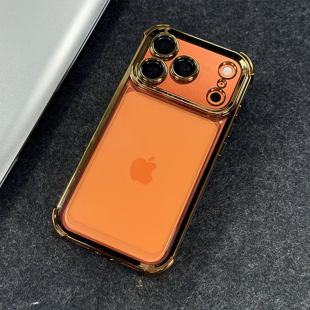 Luxury Electroplate Transparent Phone Case For iPhone 17 12 13 14 15 16 Pro Max Plus Clear Bumper Shockproof Protection Cover