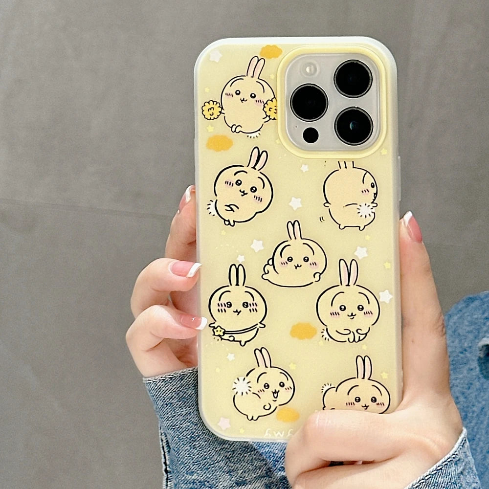 Cute Cartoon Japan Anime Chiikawa Usagi Hachiware Phone Case For iPhone 17 16 15 14 13  Pro Max Cases Shockproof Soft TPU Cover