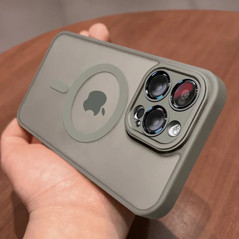 Luxury Armor Magnetic Matte Translucent Case For iPhone 17 16 15 14 Plus 13 12 11 Pro Max Case For Magsafe Wireless Charge Cover